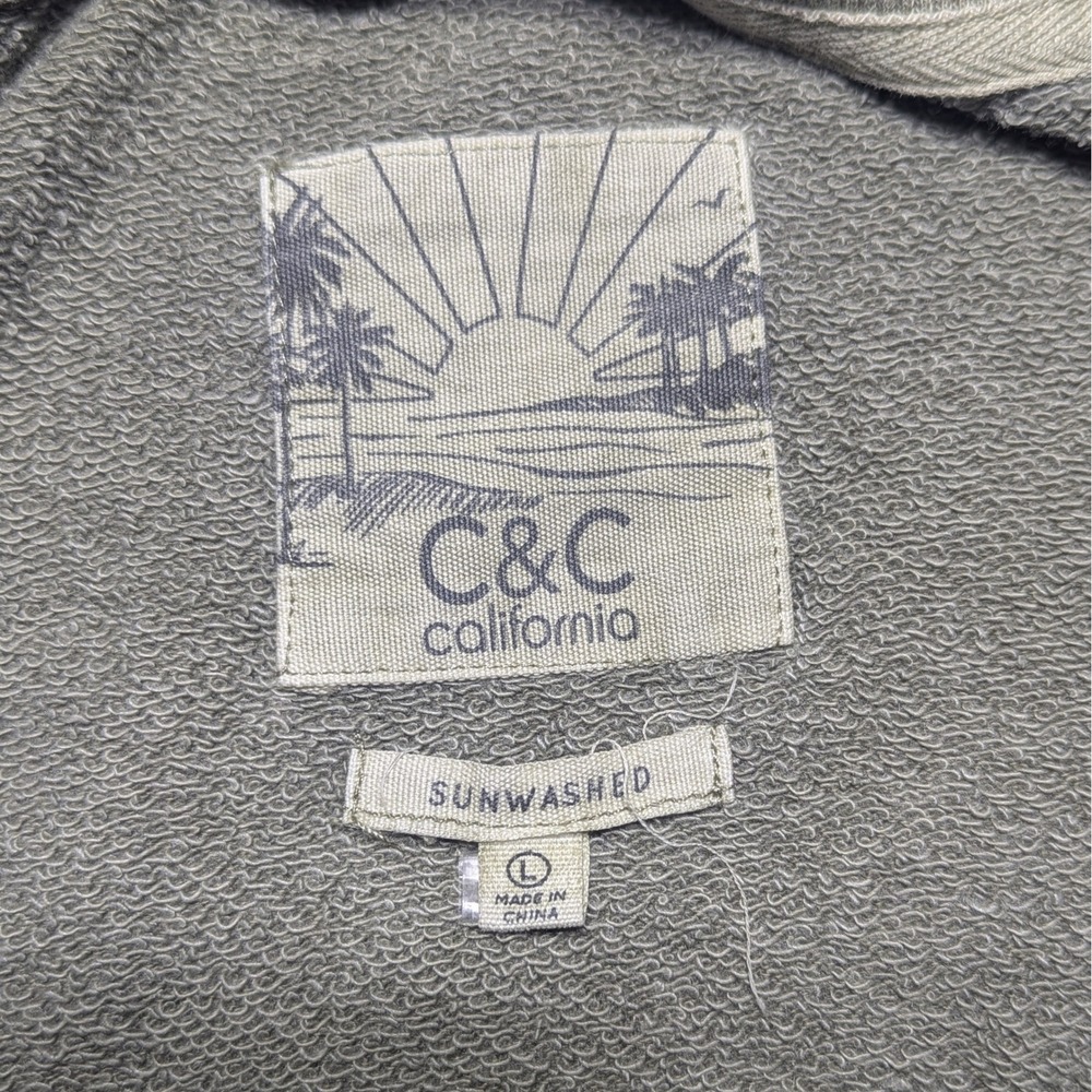 C&C California Sunwashed Quarter Zip Pullover Olive Athleisure - Picture 5 of 5